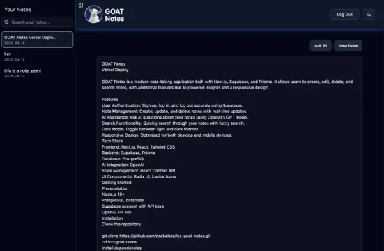 Goat Notes taking app with AI