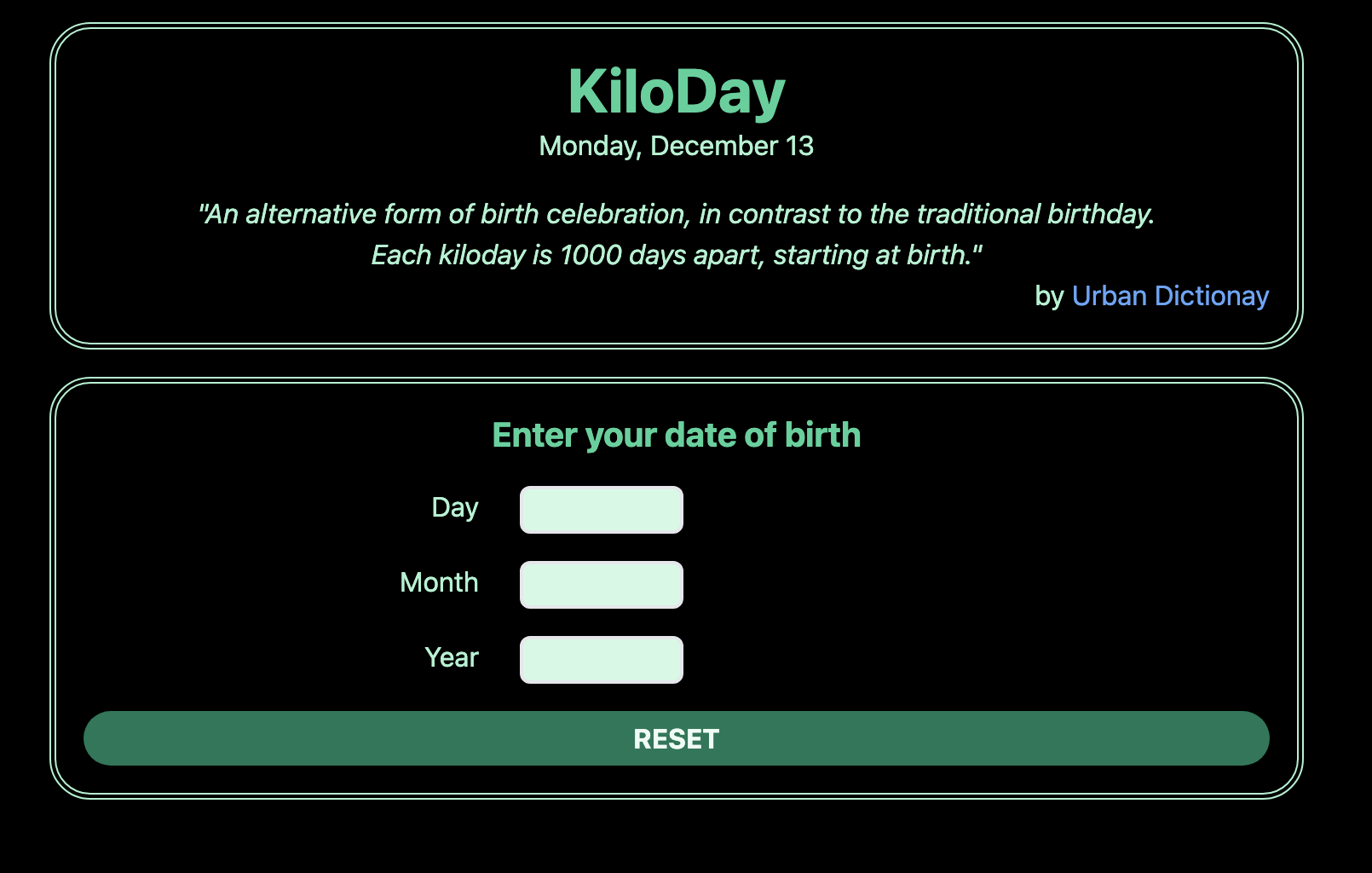 Kiloday homepage picture